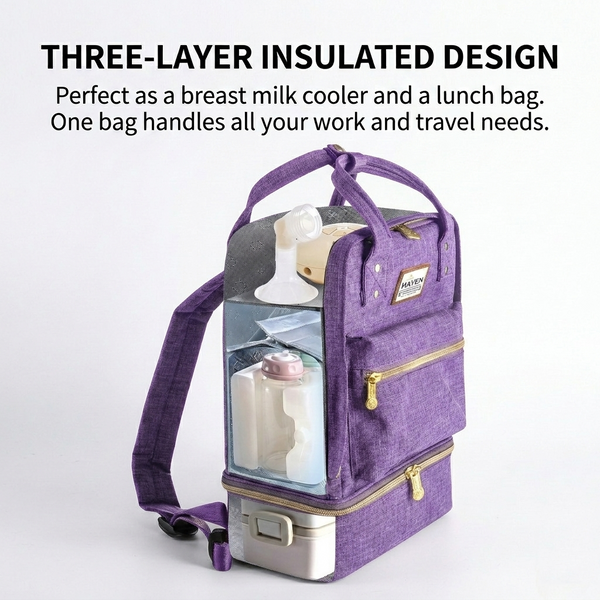 Double Layer Breast Milk Cooler Bag & Nursing Backpack