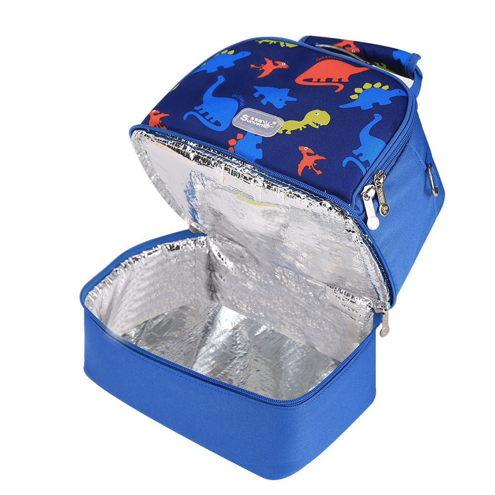 Dinosaur lunch box cooler for kids, perfect for food storage and on-the-go meals. Fun and functional design!