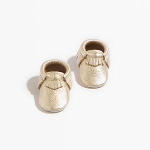 Newborn Platinum Moccasin Baby Shoe - Soft, stylish footwear for infants, perfect for comfort and support.