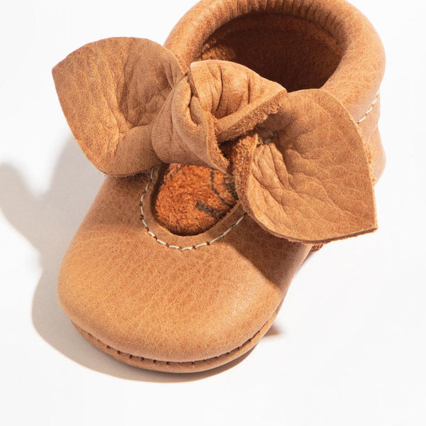 Newborn Zion Knotted Bow Baby Shoe in angle view, perfect for stylish and comfortable baby footwear.