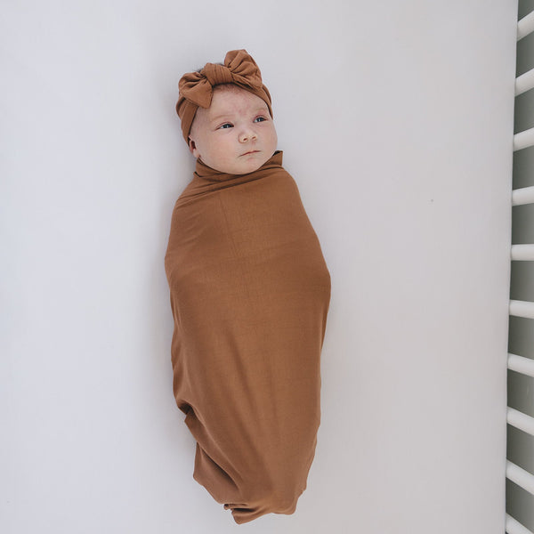 Rust Bamboo Hat OR Head Wrap Set - MOOGCO Baby