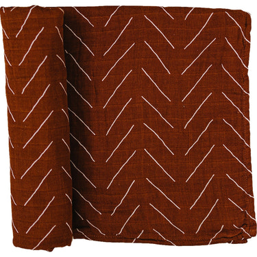 Rust Mudcloth Muslin Swaddle Blanket - MOOGCO Baby
