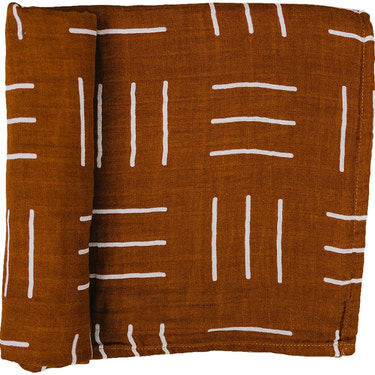 Mustard Mudcloth Muslin Swaddle Blanket - MOOGCO Baby