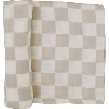Taupe Checkered Muslin Swaddle Blanket - MOOGCO Baby
