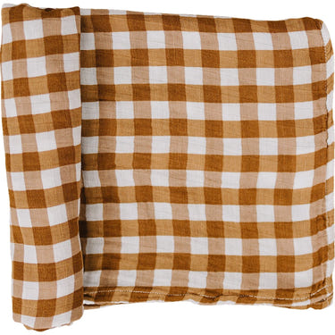 Gingham Muslin Swaddle Blanket - MOOGCO Baby