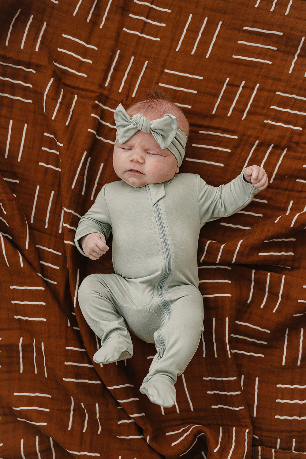 Sage Bamboo Footed Zipper - MOOGCO Baby