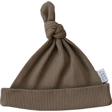 Cocoa Organic Ribbed Newborn Knot Hat - MOOGCO Baby