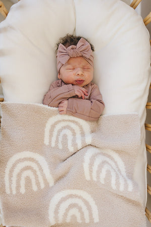 Taupe Rainbow Plush Blanket