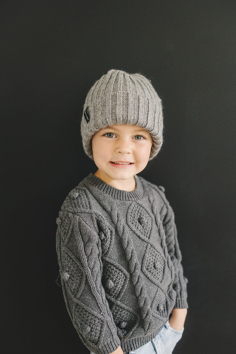 Grey Chunky Knit Beanie - MOOGCO Baby