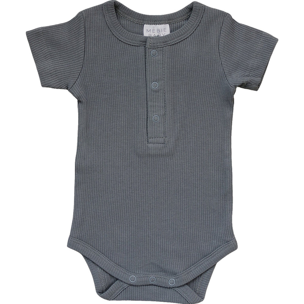 Grey Organic Cotton Ribbed Snap Bodysuit