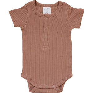 Dusty Rose Organic Cotton Ribbed Snap Bodysuit