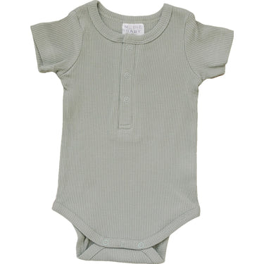 Sage Organic Cotton Ribbed Snap Bodysuit - MOOGCO Baby