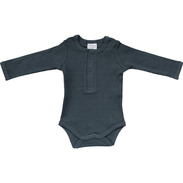 Charcoal Organic Snap Long Sleeve Ribbed Bodysuit - MOOGCO Baby
