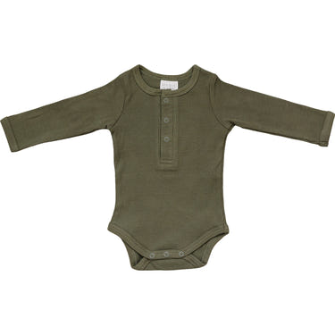 Winter Green Organic Snap Long Sleeve Ribbed Bodysuit - MOOGCO Baby