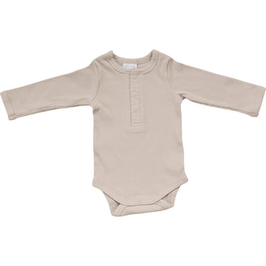 Oatmeal Organic Snap Long Sleeve Ribbed Bodysuit - MOOGCO Baby