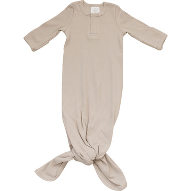 Oatmeal Organic Cotton Ribbed Knot Gown - MOOGCO Baby