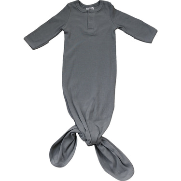 Grey Organic Cotton Ribbed Knot Gown - MOOGCO Baby