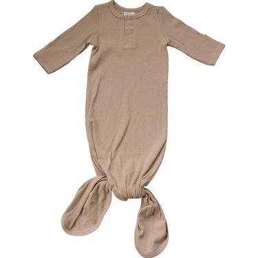 Pale Pink Organic Cotton Ribbed Knot Gown - MOOGCO Baby