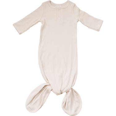 Vanilla Organic Cotton Ribbed Knot Gown - MOOGCO Baby