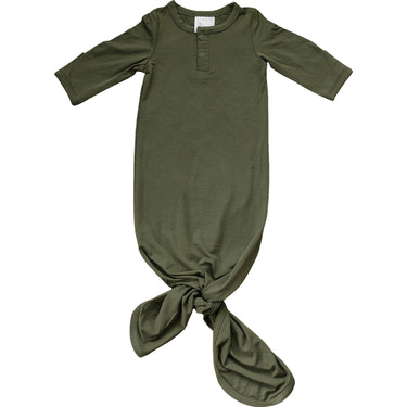 Olive Bamboo Knot Gown - MOOGCO Baby