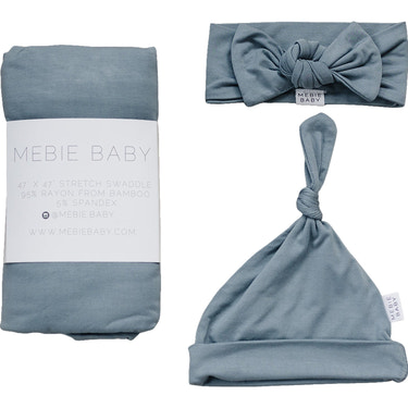 Dusty Blue Bamboo Hat OR Head Wrap Set - MOOGCO Baby