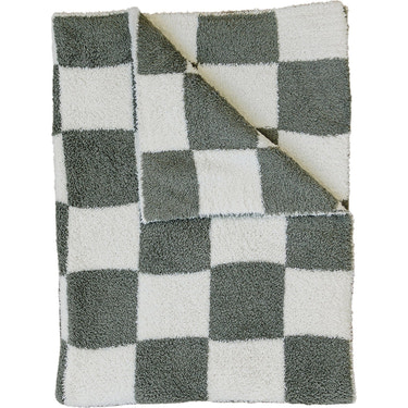 Green Checkered Plush Blanket - MOOGCO Baby