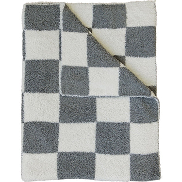 Charcoal Checkered Plush Blanket - MOOGCO Baby