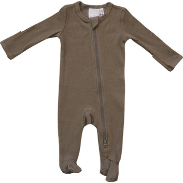 Cocoa Organic Cotton Ribbed Zipper - MOOGCO Baby