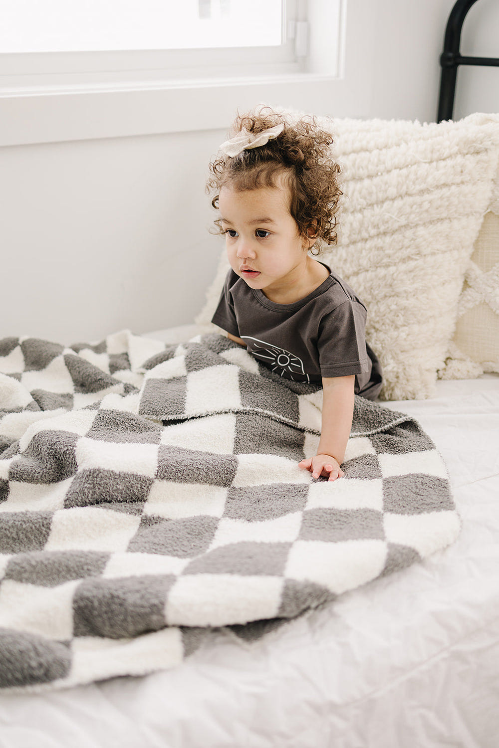 Charcoal Checkered Plush Blanket - MOOGCO Baby