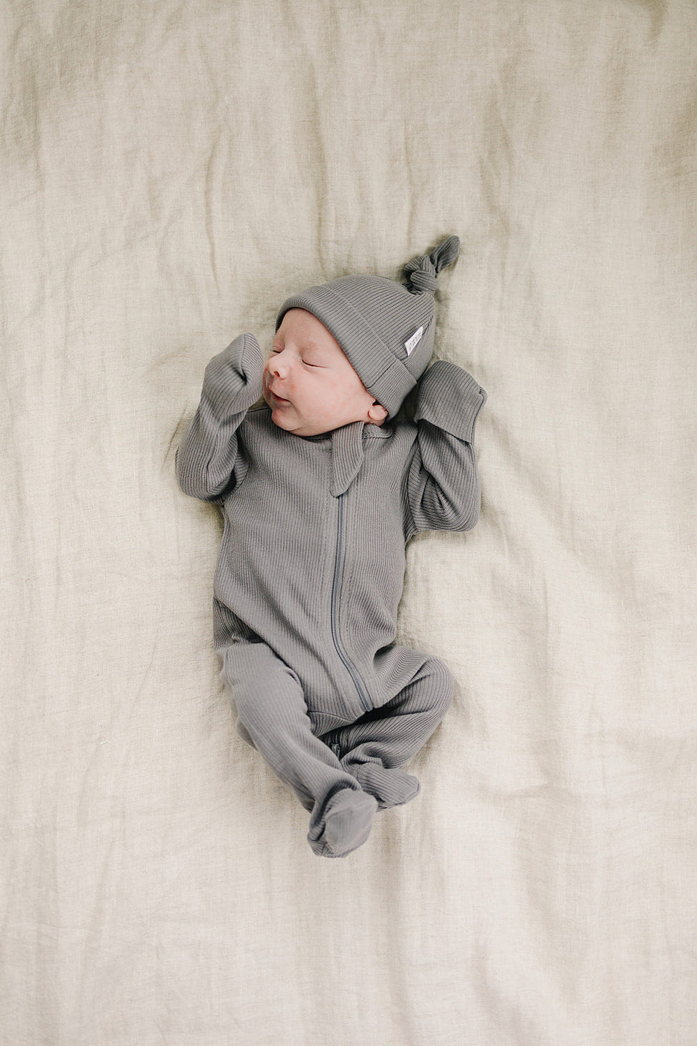Grey Organic Cotton Ribbed Zipper - MOOGCO Baby