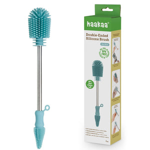 Haakaa Double-Ended Silicone Brush for easy bottle cleaning, shown at angle 11. Perfect for baby care essentials.