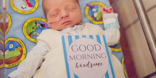 Boy Preemie Three Little Tots NICU Milestone Cards in Plastic