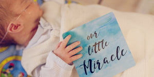 Boy Preemie Three Little Tots NICU Milestone Cards in Plastic