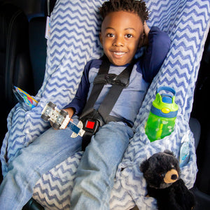 NIKO Easy Wash Children's Car Seat Cover in Blue Chevron Plush