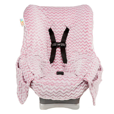 NIKO Easy Wash Children's Car Seat Cover in Pink Chevron Plush
