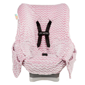 NIKO Easy Wash Children's Car Seat Cover in Pink Chevron Plush