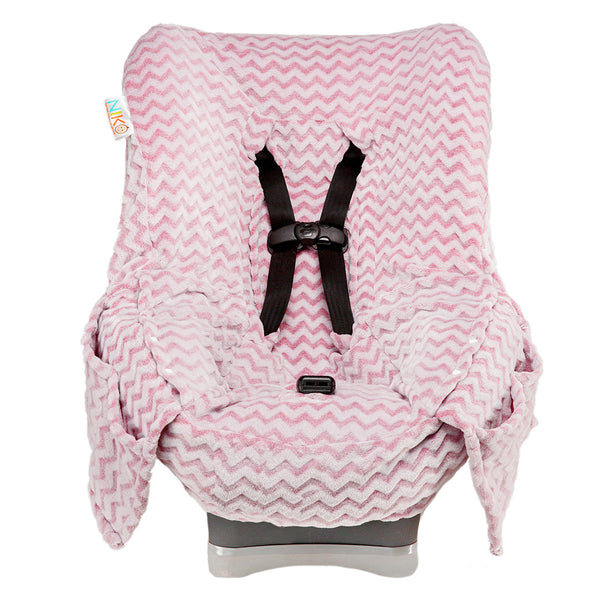 NIKO Easy Wash Children's Car Seat Cover in Pink Chevron Plush
