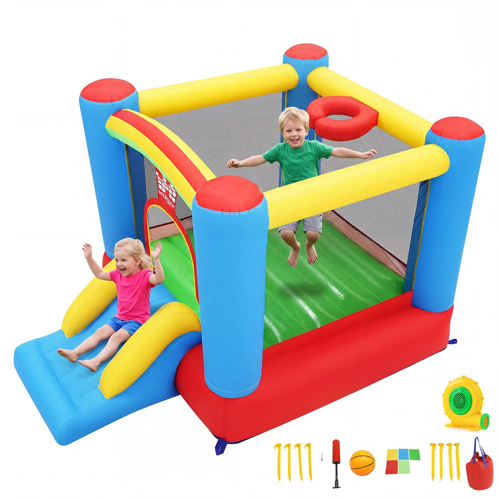 Rainbow Castle Inflatable Bounce House 370W Blower Included