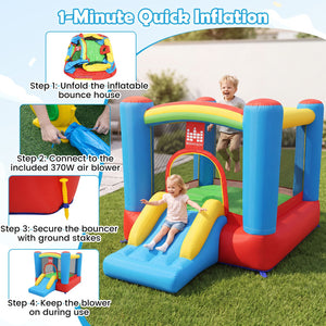 Rainbow Castle Inflatable Bounce House 370W Blower Included