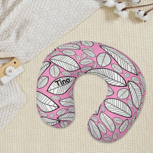 Personalized Sketched Leaf Travel Neck Pillow | Custom Name Gift