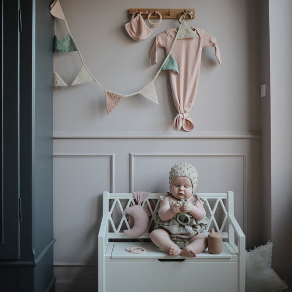 Soft Moon Lovey Blanket for babies, perfect for comfort and cuddles, shown at an angle.
