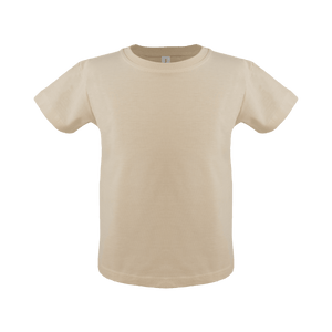 Unisex cotton toddler short sleeve t-shirt in angle view, perfect for everyday wear.