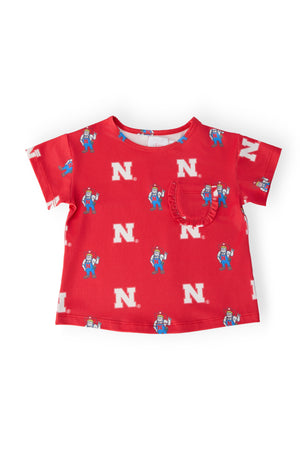 Nebraska Red Herbie Husker Ruffle Pocket Tee