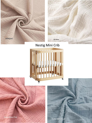Wendy Anne Mini Crib Fitted Sheet 27.5x22.5x2 Organic Cotton Double Gauze