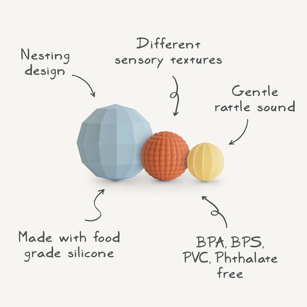 Nesting Spheres Sensory Toy for babies, colorful and engaging, shown from angle 3. Perfect for sensory play and development.