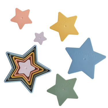 Colorful Nesting Stars Toy for babies, promoting sensory play and motor skills development.
