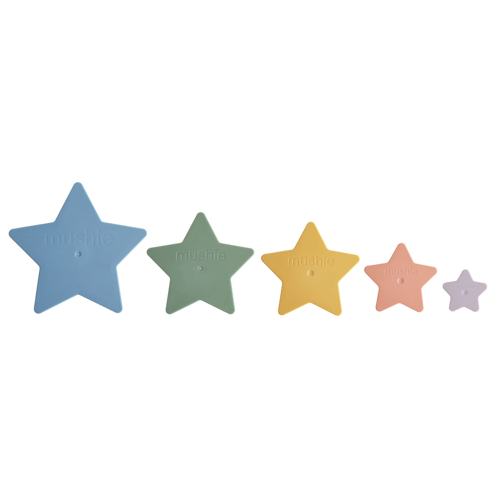 Colorful Nesting Stars Toy for babies, promoting sensory play and motor skills development.