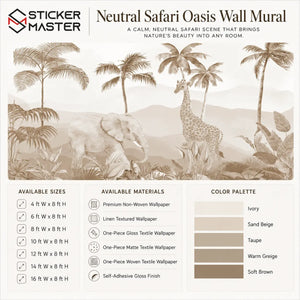 Neutral Safari Oasis Wall Mural for Nursery Wallpaper