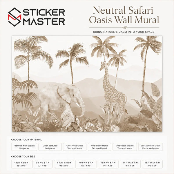 Neutral Safari Oasis Wall Mural for Nursery Wallpaper