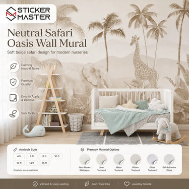 Neutral Safari Oasis Wall Mural for Nursery Wallpaper